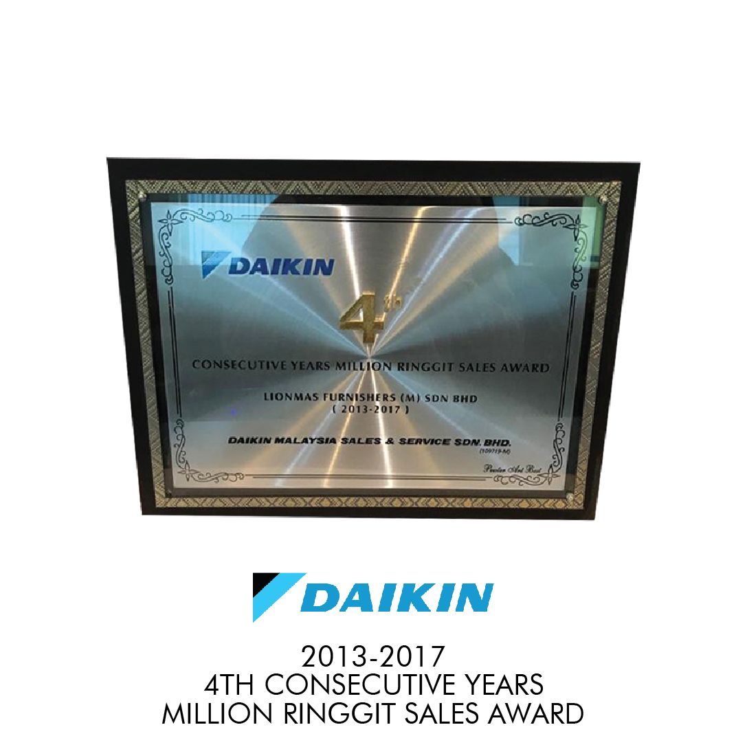 A daikin 4th consecutive years million ringgit sales award
