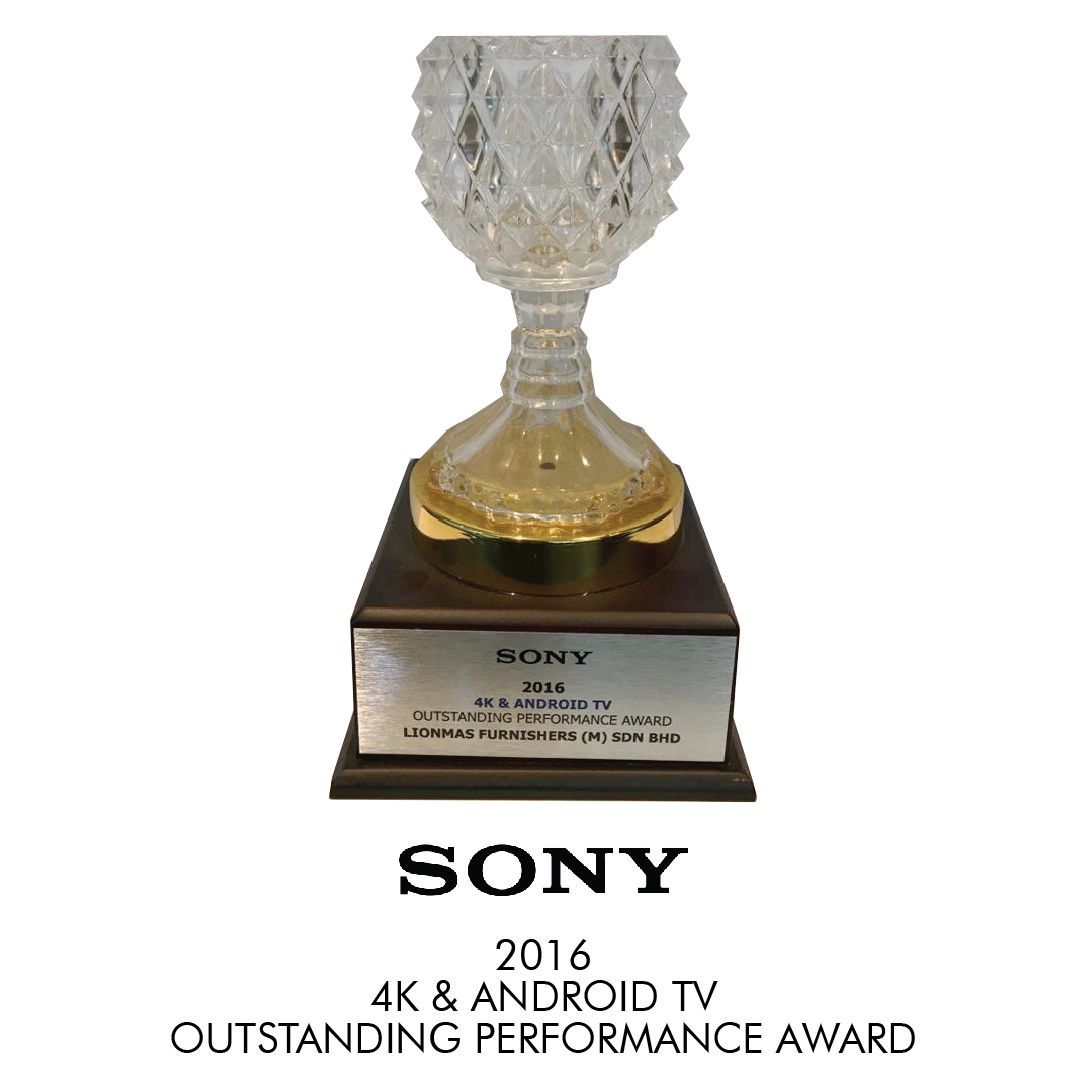 A trophy for sony 's 4k and android tv outstanding performance award