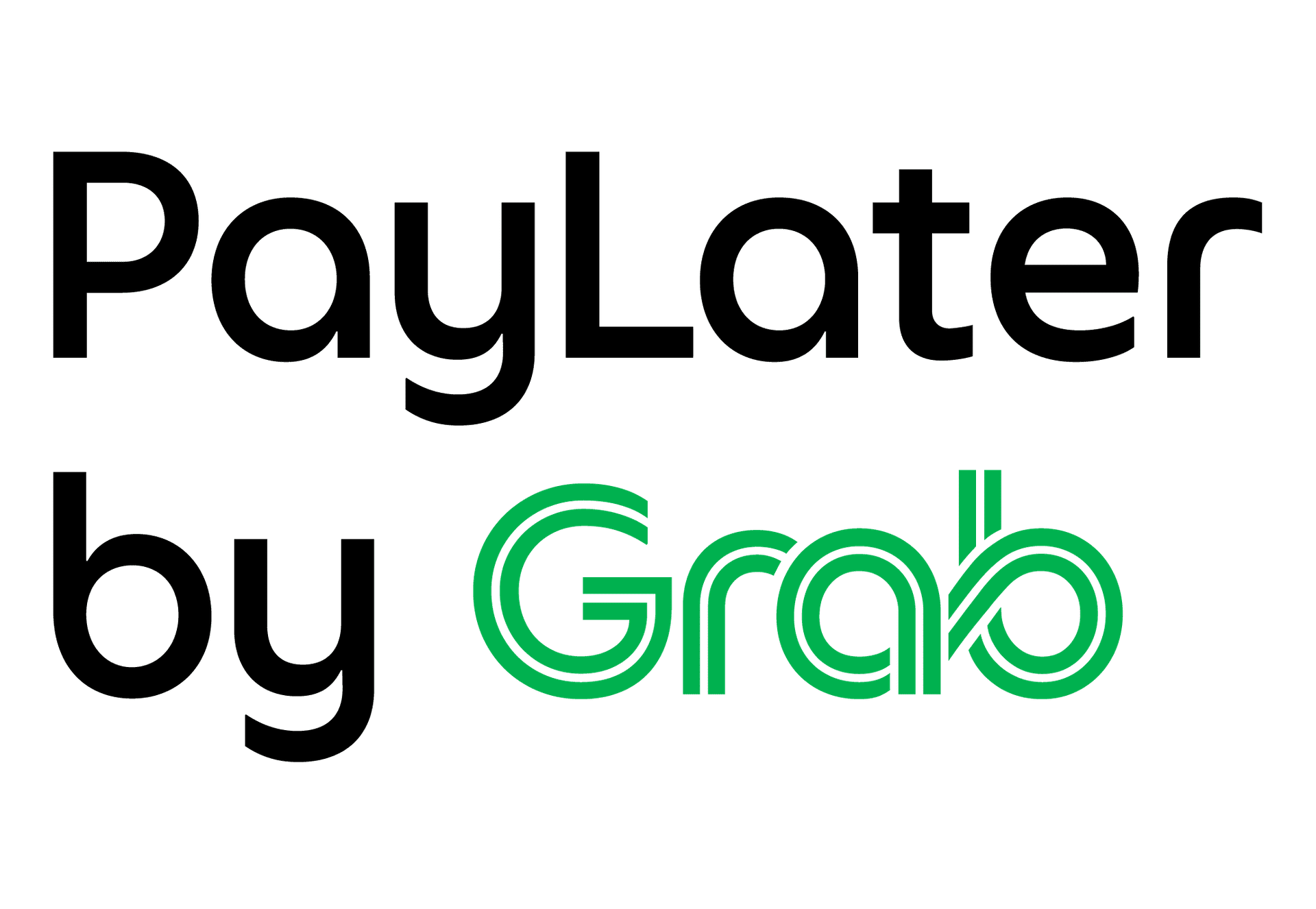 The pay later by grab logo is black and green on a white background.