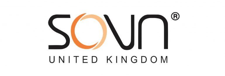 A logo for soni united kingdom on a white background