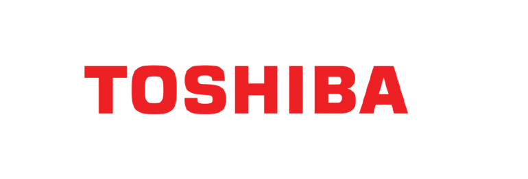 The toshiba logo is red on a white background.