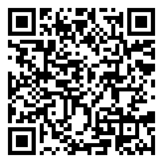 Ein schwarz-weißer QR-Code auf weißem Hintergrund.