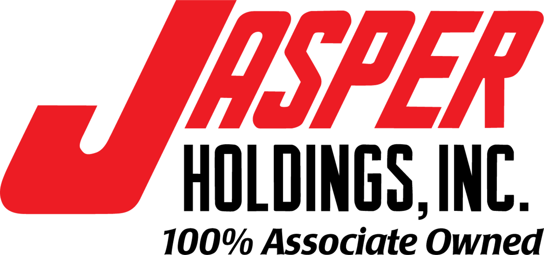Jasper Holdings, Inc. logo with red “JASPER” text and black “HOLDINGS, INC.” beneath “100% Associate Owned”