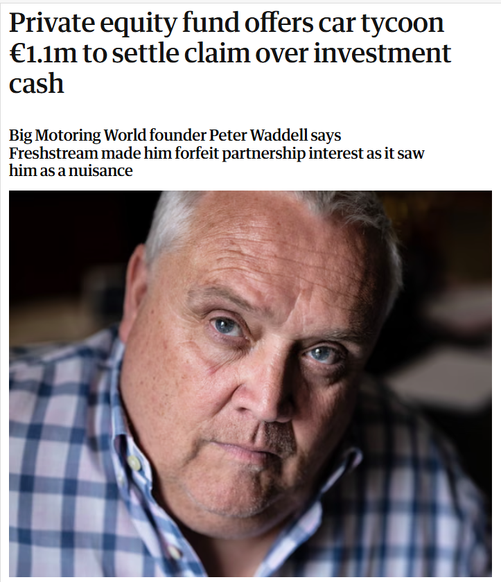 entrepreneur and car industry leader Peter Waddell fights against firm Freshstream