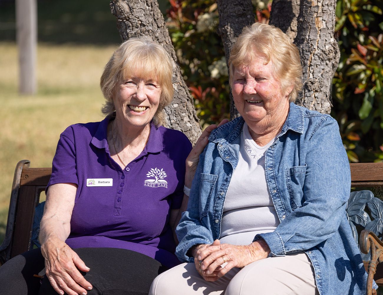 Image of a resident and care worker at K-Life In-Home care