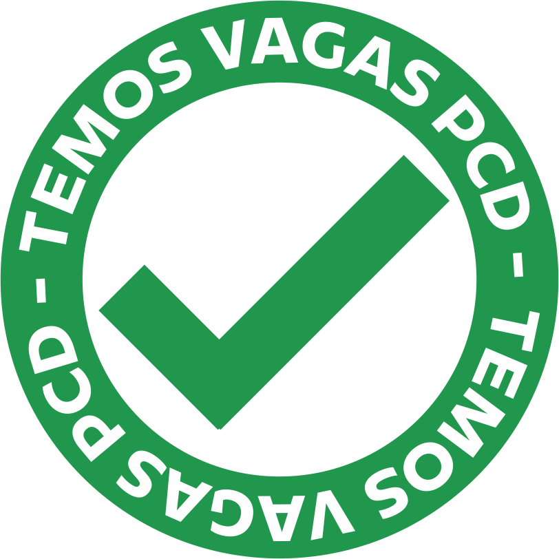 Temos Vagas para PCD Círculo verde com o texto