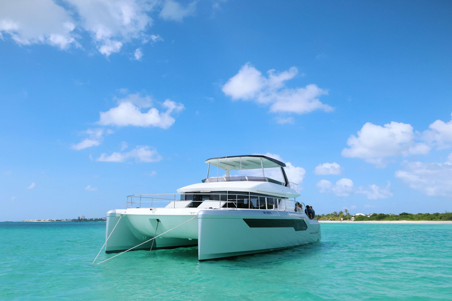 Leopard 53 Power Catamaran sailing in Saint Martin Caribbean waters