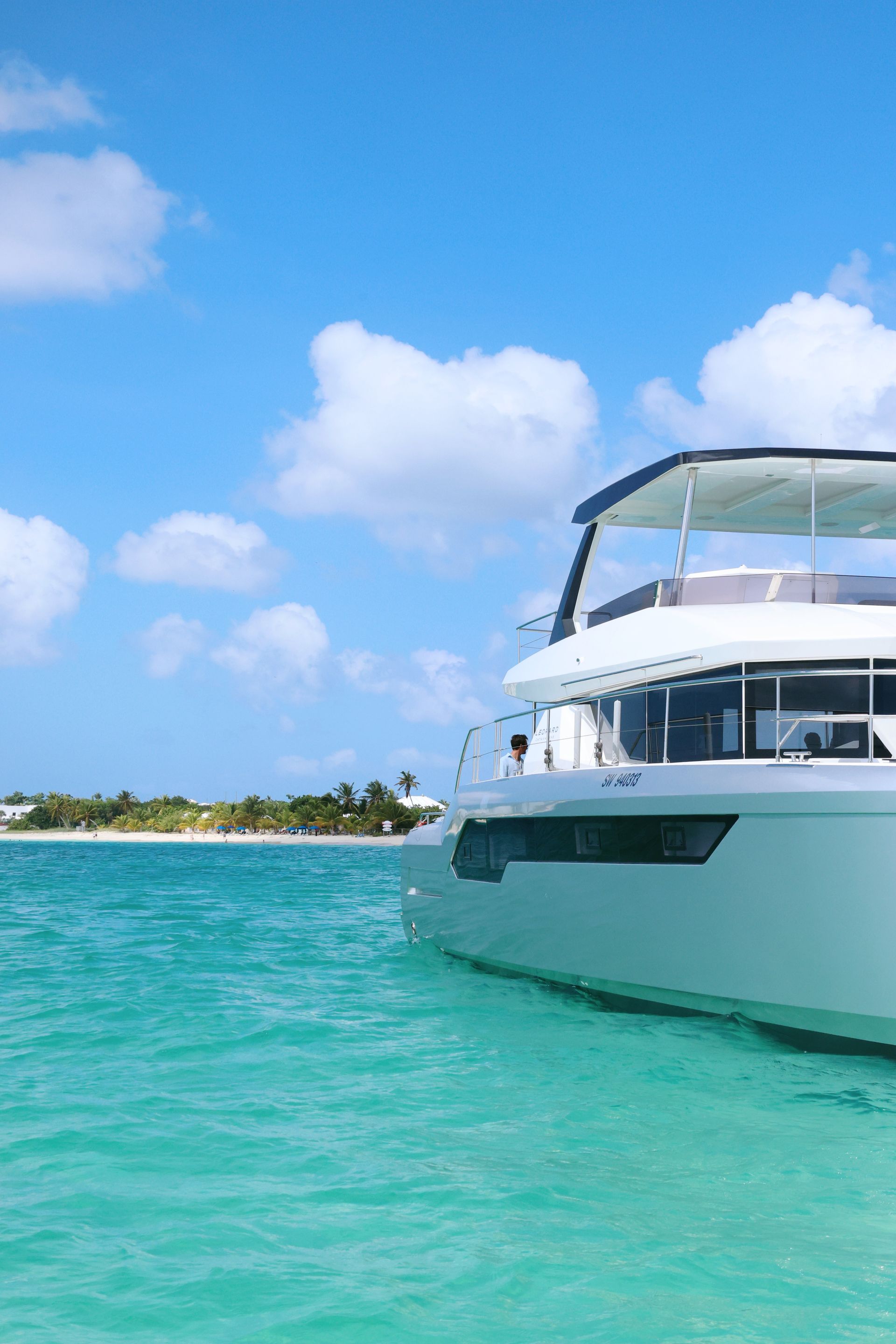 Arawak luxurious charters Leopard 53 feet boat side view in Anguilla 