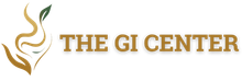 Logo for The GI Center: Gold abstract figure with a leaf, gold text.