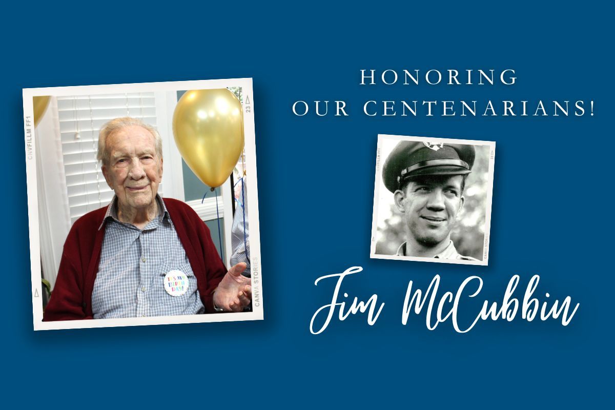 A picture of an elderly man holding a balloon and a picture of a man in a military uniform.