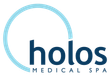 A logo for holos medical spa with a blue circle