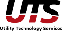 The logo for utility technology services is red and black.