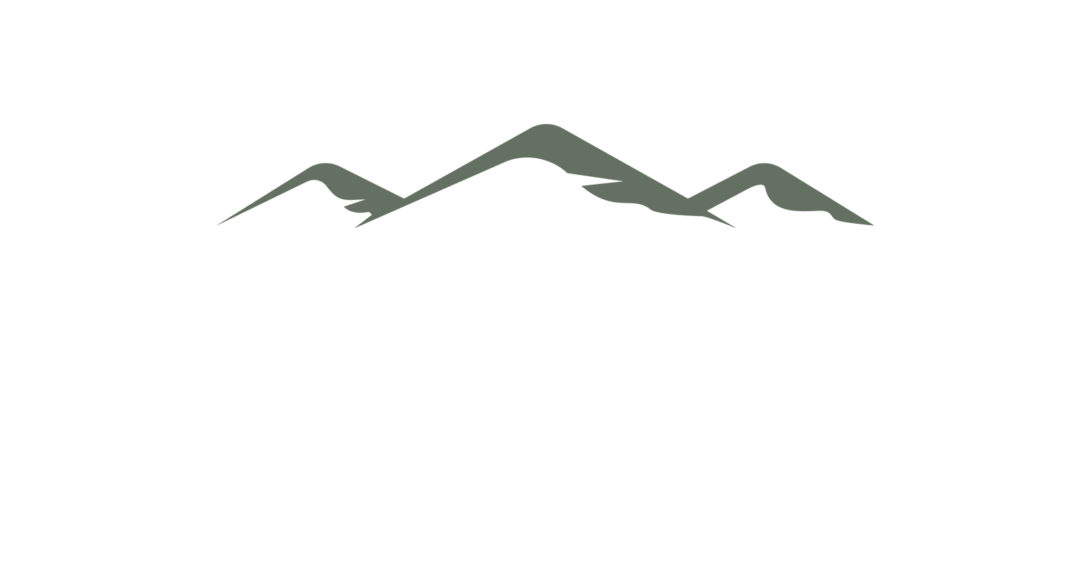 Green mountains against a white background.