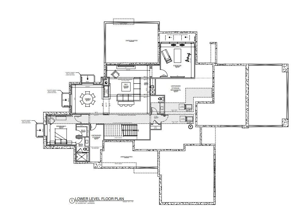 Architectural floor plan of a multi-room house layout, showing walls, doors, and room labels.