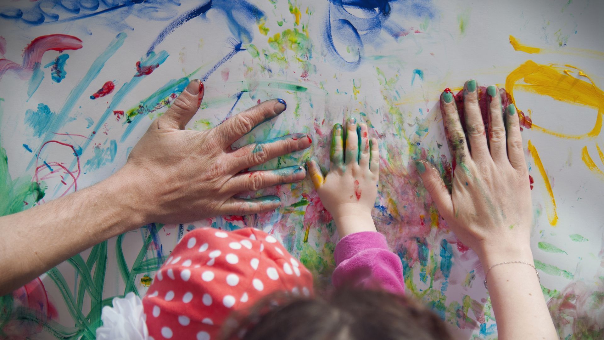 family splatter painting session