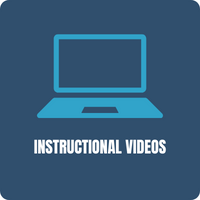 a blue icon of a laptop computer with the words `` instructional videos '' below it .