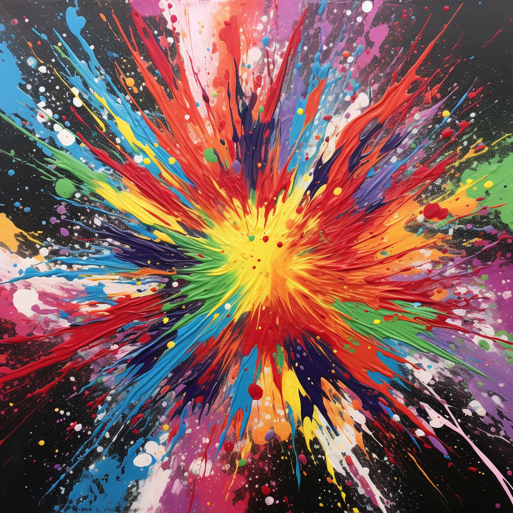 painting by splattering paint on canvas in South Pasadena, CA