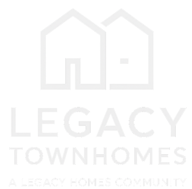 Logo for Legacy Townhomes with two stylized house outlines and text.