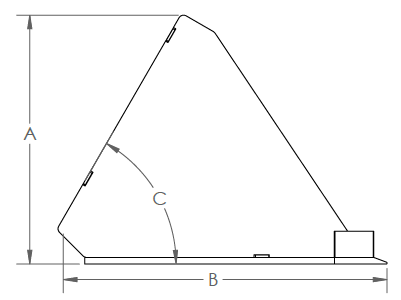 A picture of a forklift with measurements on it
