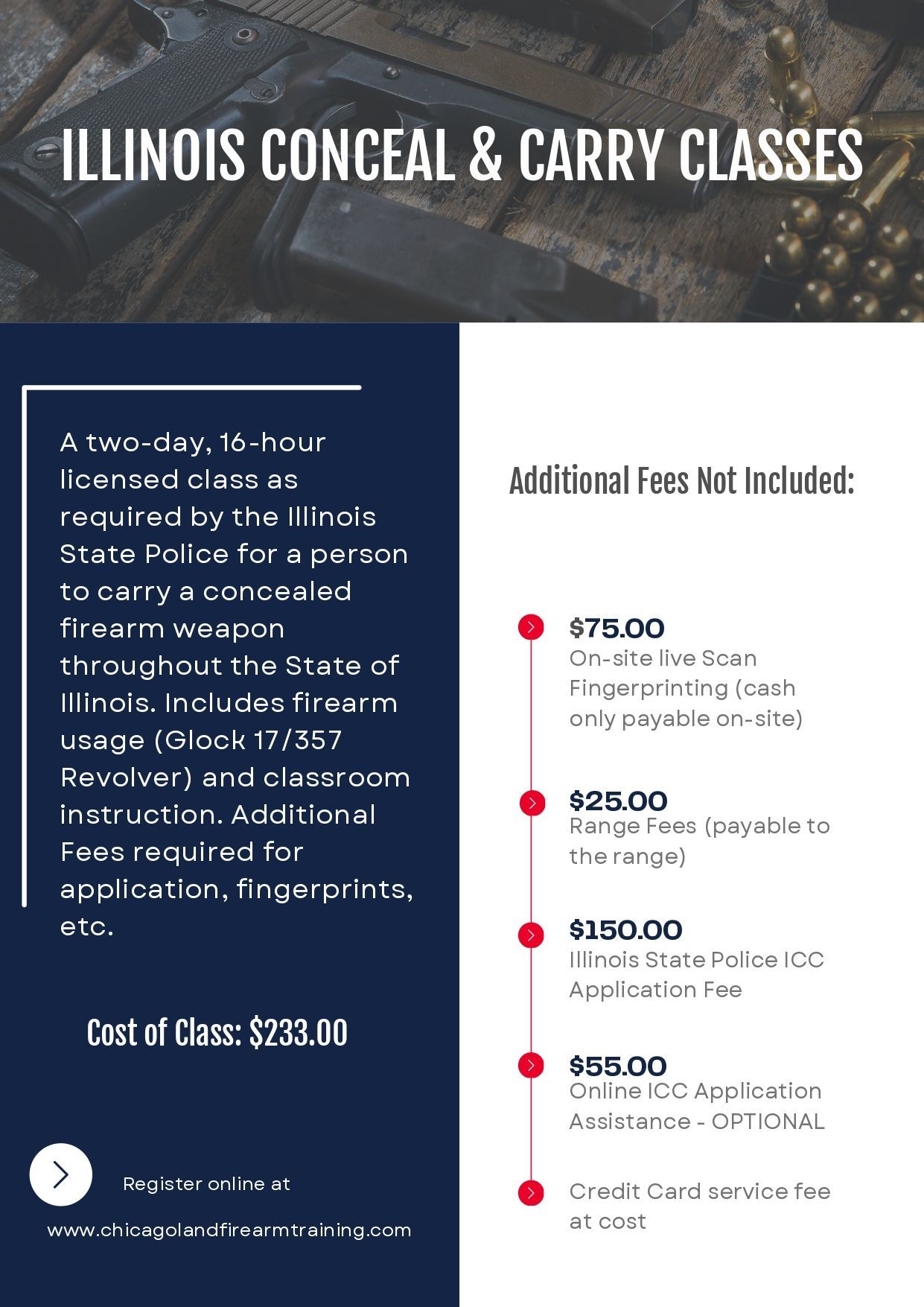 an advertisement for illinois conceal and carry classes