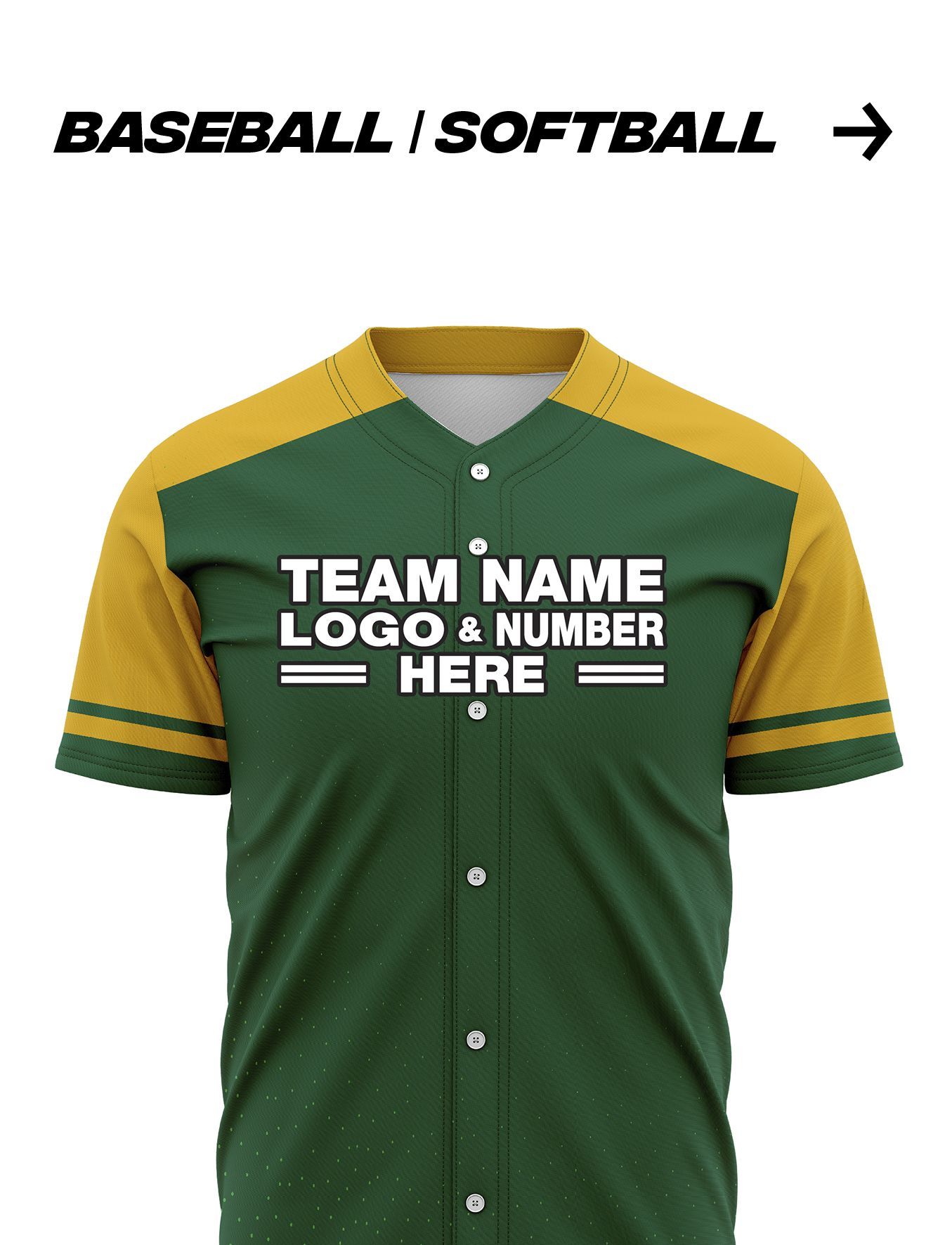 A green and yellow baseball jersey with a team name logo and number on it.