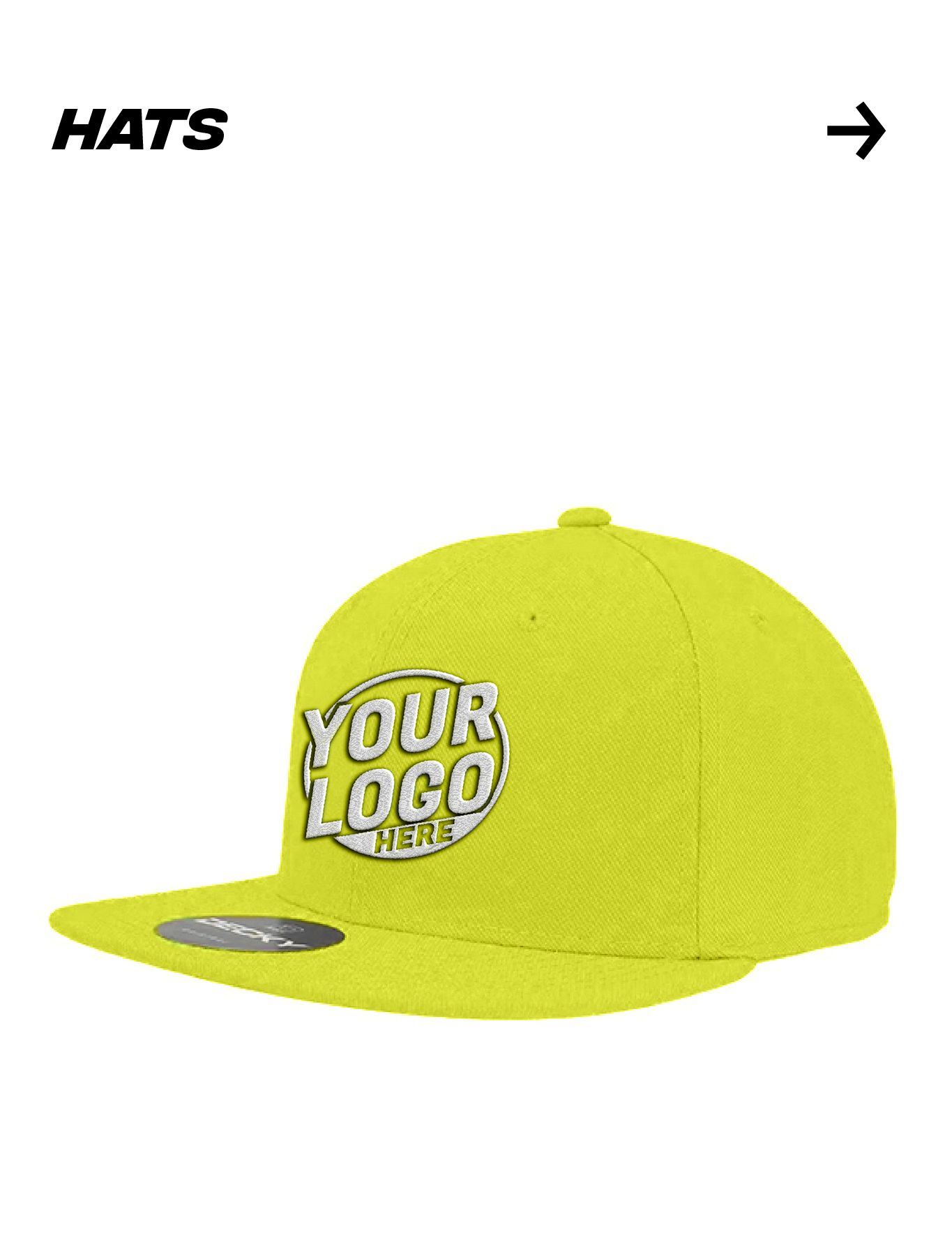 A yellow hat that says your logo on it