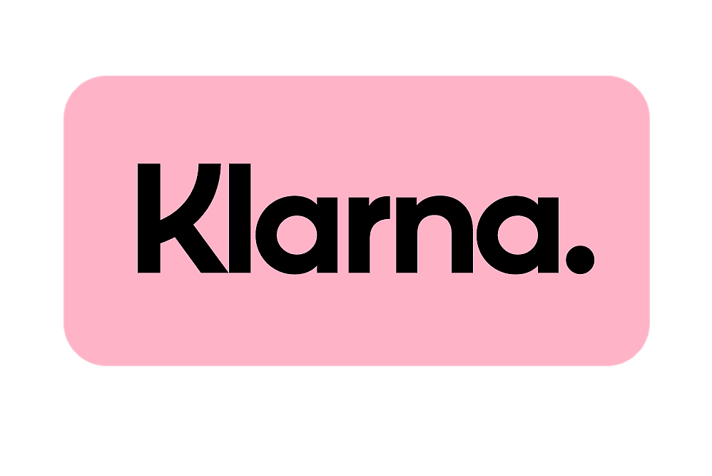 A pink and black logo for klarna on a white background.