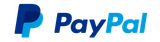 A blue and white paypal logo on a white background