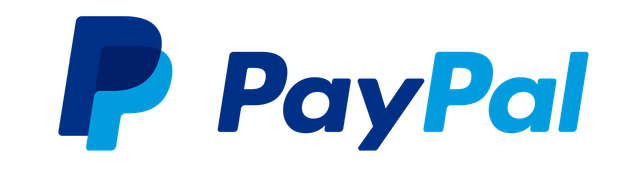 A blue and white paypal logo on a white background