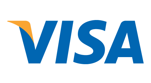 A blue and yellow visa logo on a white background