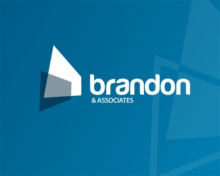The brandon & associates logo is on a blue background