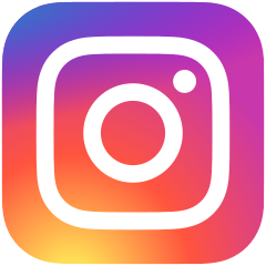 Instagram logo: A white square inside a colored gradient square with a white camera in the center.