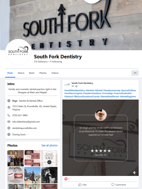 South Fork Dentistry Facebook page with logo and reviews, location in Parachute, CO.