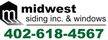 a logo for midwest siding inc. and windows, 402-618-4567