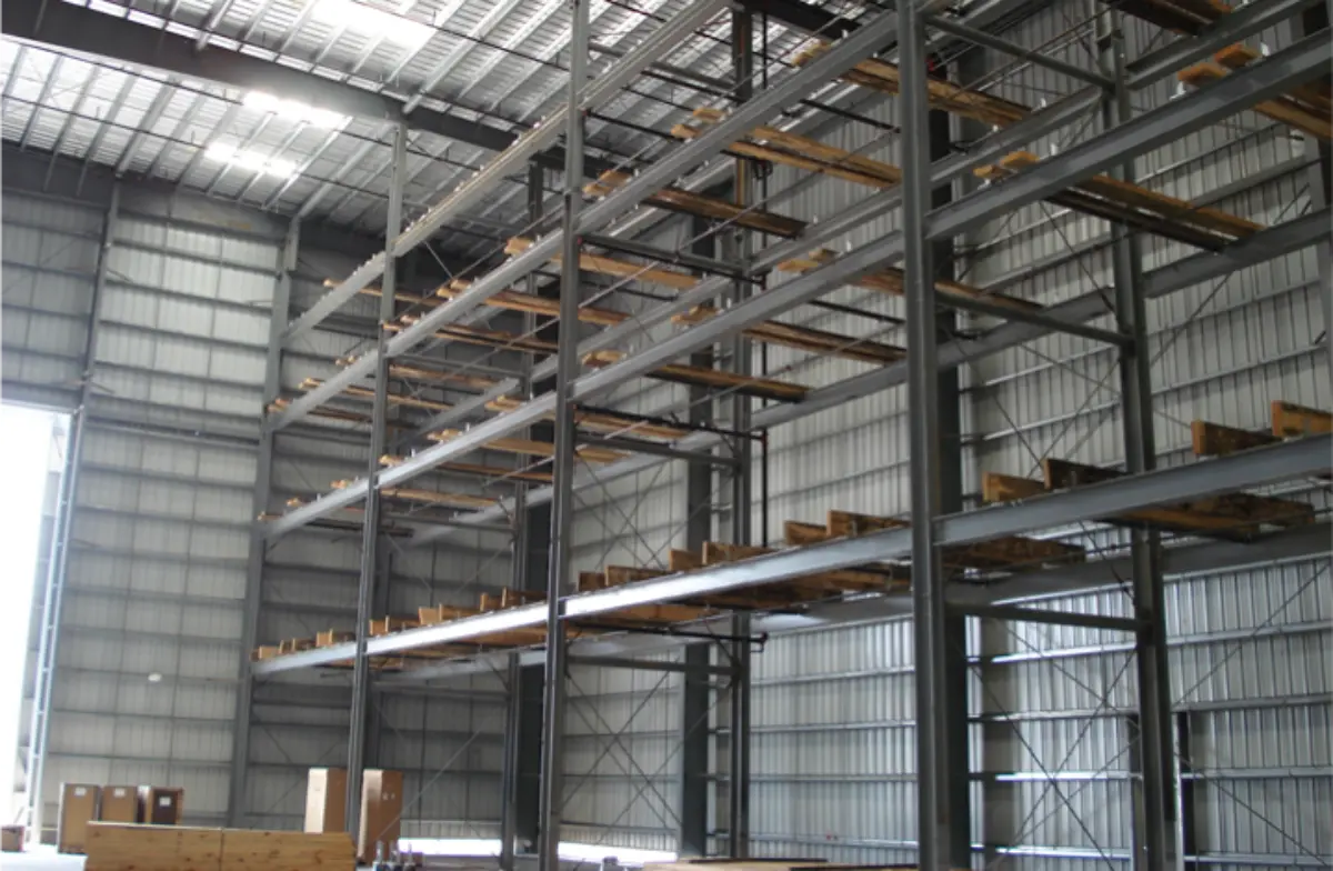 A large warehouse with lots of shelves and boxes