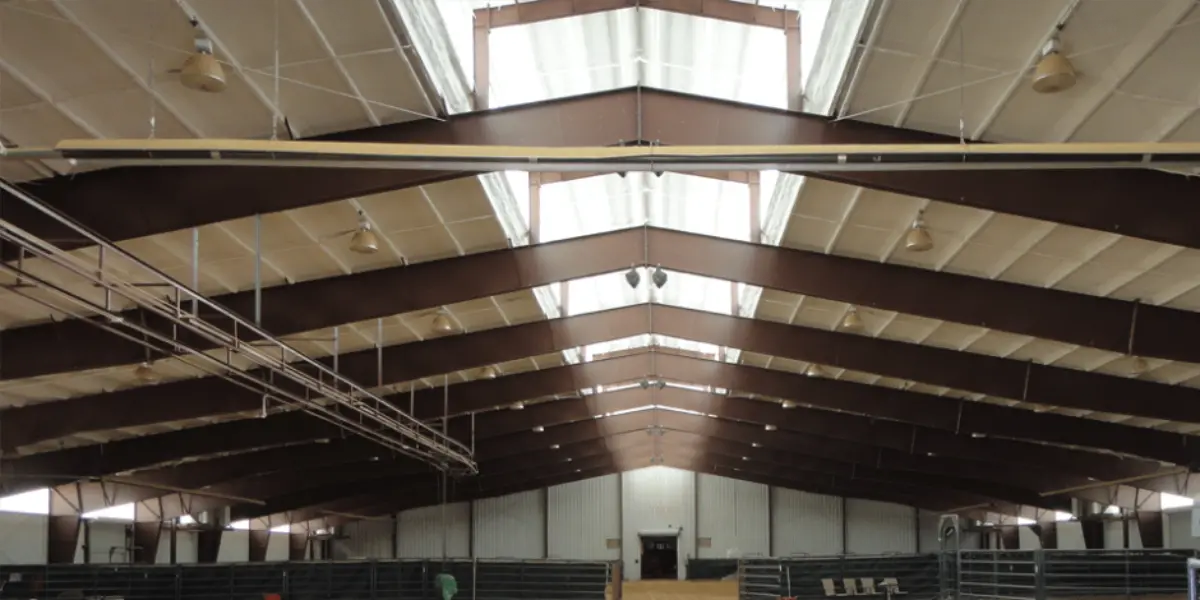The inside of a large building with a lot of windows