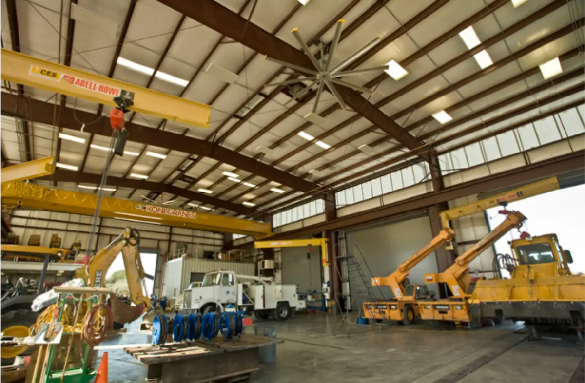 A large building with a lot of machinery inside of it