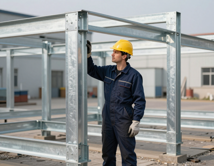 Operatore Metal Zinc all’opera su una struttura metallica