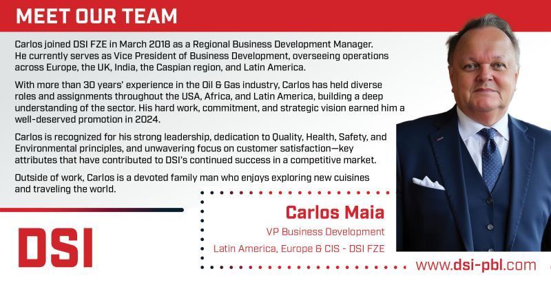 Carlos Maia in a suit and tie is on a page that says meet our team