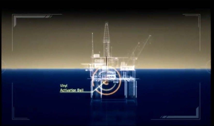 A computer generated image of an oil rig in the ocean. PBL multiple activation bypass system