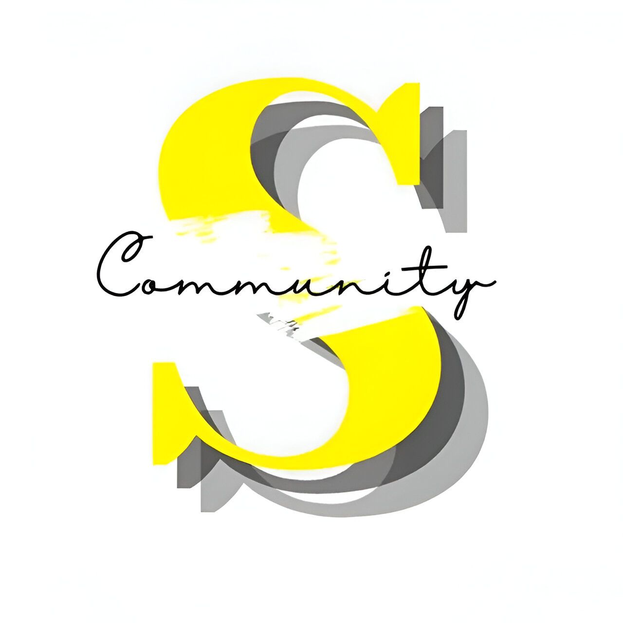 La letra s es amarilla y gris y dice comunidad.