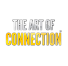 A logo for the art of connection with a white background