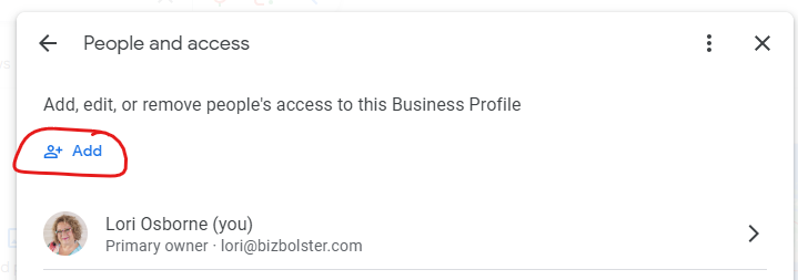 Adding a person to Google Business Profile