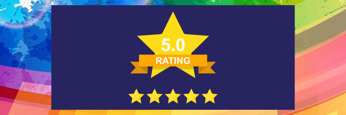 a banner image showing a 5 star rating with one large star and the 5 individual stars below. 