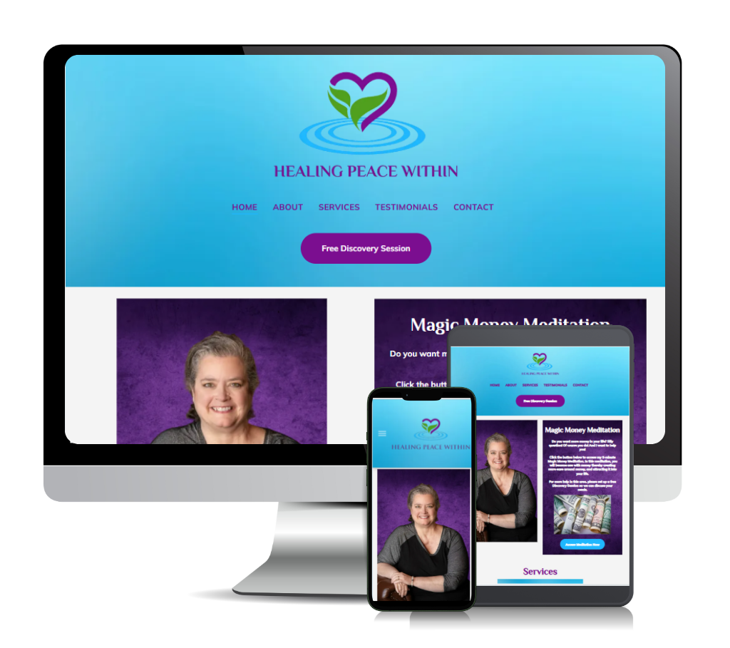 Picture of the different views of the website for Thought Leader and Energy Healer Jennifer Farrar