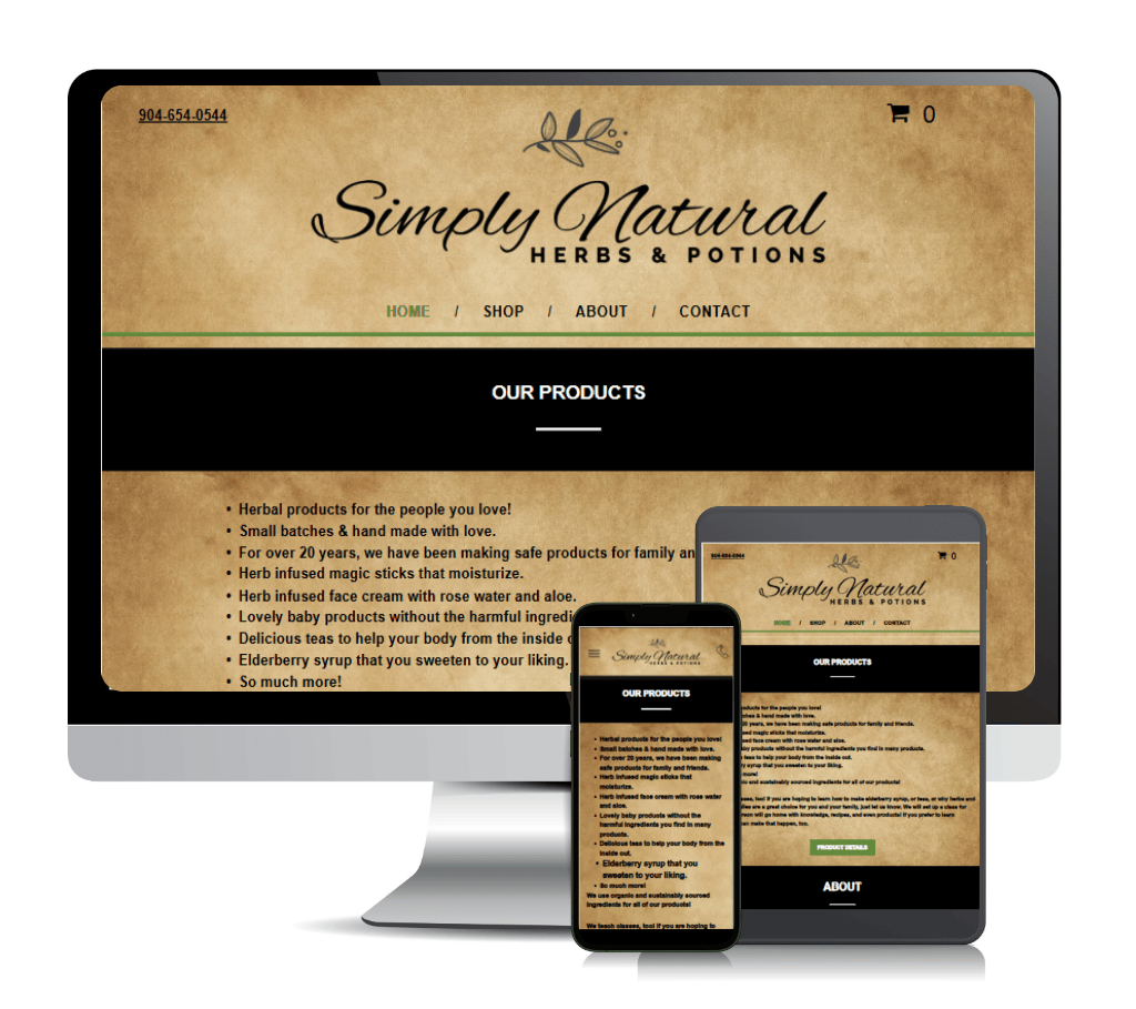 Simply Natural Home page