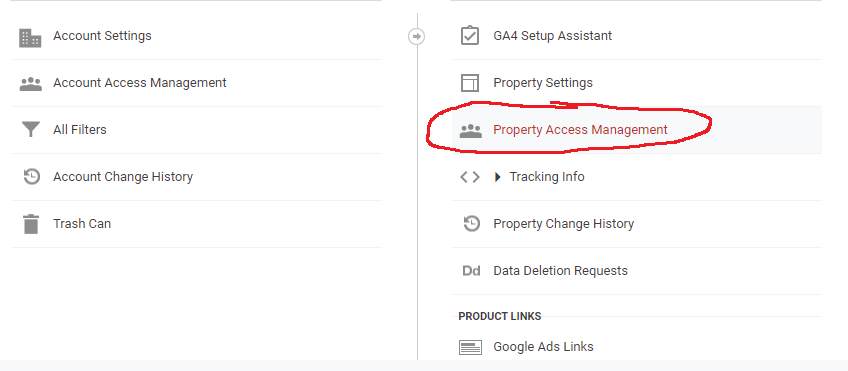 Accessing Property Access Management in GA4