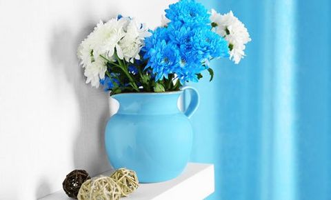 Flower pot on white table