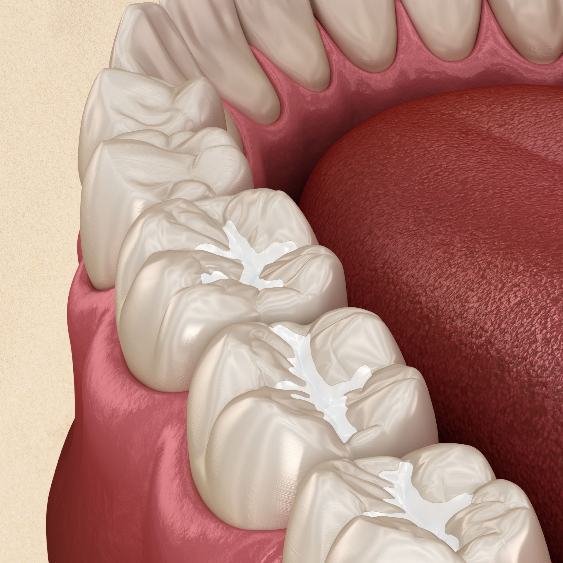 A close up of a mouth with teeth and gums