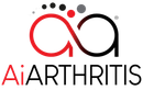 AiArthritis logo showing stylized infinite loop symbol in red with black dots, above organization name for International Foundation for Autoimmune & Autoinflammatory Arthritis.